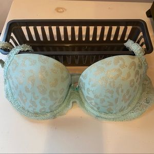 VS PINK Cheetah Metallic and Lace Push-up Bra